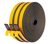 LIKERAINY Window Foam Insulation Tape 13x3mm Weatherstrip Weather Stripping Door Seal Self-Adhesive Draught Excluder Strip Soundproofing Cushioning Rubber Black 3 Rolls Total 18 Meters