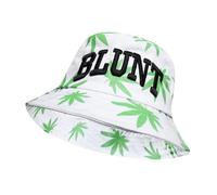 Likes Style Womens Bucket Hat Plain Sun Protection Hat Mens Summer Beach Hat Unisex Reversible Fisherman Hat Cap (White Blunt Weed One Size)
