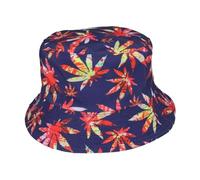 Likes Style Womens Bucket Hat Plain Sun Protection Hat Mens Summer Beach Hat Unisex Reversible Fisherman Hat Cap (Red Leaf Hash One Size)