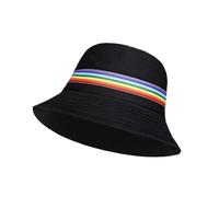 Likes Style Womens Bucket Hat Plain Sun Protection Hat Mens Summer Beach Hat Unisex Reversible Fisherman Hat Cap (Black Rainbow One Size)