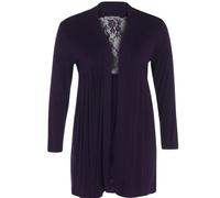 Likes Style Womens Plus Size Long Floral Lace Back Long Sleeve Cardigan Navy 20/22