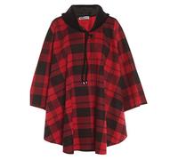 Likes Style Womens Tartan Print Plus Size Poncho Fits UK 16 18 20 22 Wine One Size
