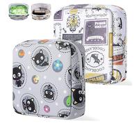 Likesing 5.1" Mini Makeup Bag for Purse, Nylon Small Makeup Pouch Travel Cosmetic Make up Bags for Women Girls, Cute Preppy Mini Toiletry Bag Coin Pouch Period Bag, Grey＆White, Cat-N0466 F1799-L