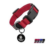 Likesing Cotton Soft Dog Collar, Quick Release Dog Collar with Buckle, Heavy-Duty Adjustable Pet Collar for XS Small Medium Large Dog, Colorfast Dog Collars with Removable Tag(XS, Red)