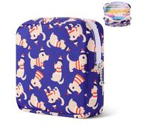 Likesing Period Bag Pouch, Canvas Sanitary Napkin Storage Bag for Girls Womens, Portable Sanitary Napkin Period Pad Pouch for Purse, Small Make Up Bags(N0902, Blue)