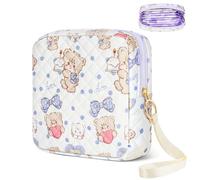 Likesing Sanitary Napkins Storage Bags - First Period Kit for Teen Girls Women Ladies - Portable Tampon Holder Purse Feminine Menstrual Period Sanitary Pouches Leather Period Bag, Blue, Butterfly-Bear