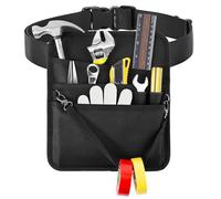 Likesing Server Apron Tool Belt, 5-in-1 Work Pouch Waitress Apron with Pockets, Black Small Tool Pouch with Adjustable Waist Strap, Utility Belt Men Women for Electrician Carpenter Garden, Black-5 in