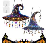 Liketonline/Pubyfun SpellShine, Hanging Sun Catcher Decor, 2D Colorful Acrylic Charming Moonlight Witch Hangings for Decor Halloween (Moon + Star)