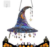 Liketonline/Pubyfun SpellShine, Hanging Sun Catcher Decor, 2D Colorful Acrylic Charming Moonlight Witch Hangings for Decor Halloween (Moon)