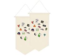 LIKEUDO 2pcs Wall Hanging Badge Display Canvas Enamel Brooch Collection Display Banner Medal Pin Storage Lapel Flag Pennant Frame(beige)