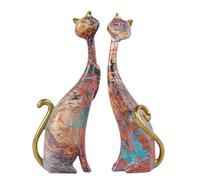 LIKEUDO Set of 2 Resin Cat Statues Sculptures Cat Figurine (Oil Painting)
