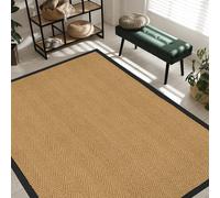 Likewise Rug Herringbone Coir Border Rectangle Natural/Black 135x200cm