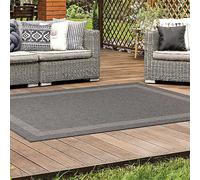 Likewise Rugs & Matting Duo Weave Border Indoor/Outdoor Rug Silver