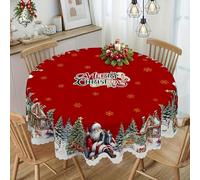 Likewised Christmas Tablecloth, 2026 New Christmas Tablecloths Round/Rectangular, Joyful Festive Classic Christmas Tablecloth, Washable for Arty Picnic Dinner Indoor Outdoor Decor (A1)