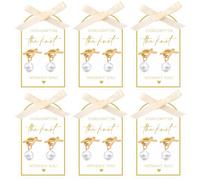 LIKEYO 6 Sets Bridesmaid Earrings - Wedding Gold Pearl Bridesmaid Proposal Gifts, I Couldn't Tie The Knot Without You Earrings, Maid of Honor Jewelry Knot Ear Stud for Wedding Day