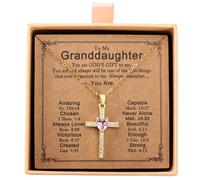 LIKEYO Gold Cross Granddaughter Necklace Set for Daughter Niece - Adjustable Granddaughter Christian Cross Necklace, Jewelry Chain Gifts for Valentines Birthday Baptism Confirmation