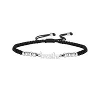 LIKGREAT Breathe Bracelet for Women for Anxiety Stress Relieving Adjustable Stainless Steel Bracelet for Meditation Yoga Fans Inspirational Bangle Bracelets Jewellery (Black String Silver)