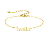 LIKGREAT Breathe Bracelet for Women for Anxiety Stress Relieving Adjustable Stainless Steel Bracelet for Meditation Yoga Fans Inspirational Bangle Bracelets Jewellery (Gold)