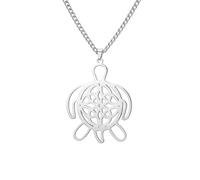 LIKGREAT Celtic Turtle Necklace Stainless Steel Hollowed Out Animal Totem Pendant Necklace Sea Turtle Amulet Jewellery for Men and Women (Sliver)