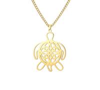 LIKGREAT Celtic Turtle Necklace Stainless Steel Hollowed Out Animal Totem Pendant Necklace Sea Turtle Amulet Jewellery for Men and Women (Gold)