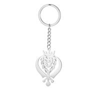 LIKGREAT Crowned Lion Keychain Sikh Khanda Sword Keyring Stainless Steel Sikhism Jewelry Hip Hop Punk Animal Accessory for Men Women (Sliver)
