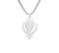 LIKGREAT Crowned Lion Pendent Necklace Sikh Khanda Sword Necklace Stainless Steel Sikhism Jewelry Hip Pop Punk Animal Jewelry for Men (Sliver)