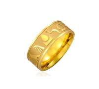 LIKGREAT Egyptian Symbol Ring for Men and Women Eye of Horus Religious Ring Lightweight Stainless Steel Ring Ancient Totem Talisman Ring Amulet Protection Jewelry size 7-13 (Gold, Diameter 20 mm)