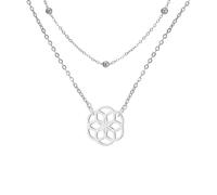 LIKGREAT Flower of Life Necklace Seeds of Life Pendant Necklace Stainless Steel Sacred Geometry Symbol Spiritual Healing Amulet Jewellery (Sliver-2)