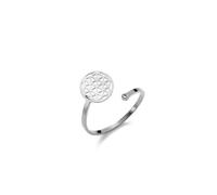 LIKGREAT Flower of Life Ring Stainless Steel Adjustable Ring Spiritual Healing Geometric Symbol Amulet Jewellery For Women (Sliver)