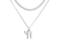 LIKGREAT Hebrew Chai Necklace Jewish Life Symbol Necklace Jewish Religious Blessing Amulet Jewellery Israel Hanukkah (style 2 Sliver)