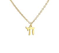 LIKGREAT Hebrew Chai Necklace Jewish Life Symbol Necklace Religious Jewish Blessing Amulet Jewellery Israel Hanukkah, one size, Stainless Steel, No Gemstone
