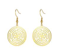 LIKGREAT Hecate's Wheel Earrings Beautiful Hoop Earrings for Women Labyrinth Pattern Round Dangle Earrings Strength Protection Jewellery for Chrismas Day (gold)
