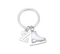 LIKGREAT Ice Skate Keychain Figure Skating Keychains Initial Ice Skating Charm Keyring Handbag Decoration, Silver, Z