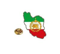 LIKGREAT Iran Map Lion and Sun Brooch Pin Persian Shir o Khorshid Lapel Pin Iranian Flag Map Brooch Persian Cultural Jewelry for Women Men (3-gold)