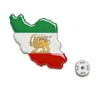 LIKGREAT Iran Map Lion and Sun Brooch Pin Persian Shir o Khorshid Lapel Pin Iranian Flag Map Brooch Persian Cultural Jewelry for Women Men (1-sliver)