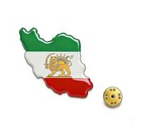 LIKGREAT Iran Map Lion and Sun Brooch Pin Persian Shir o Khorshid Lapel Pin Iranian Flag Map Brooch Persian Cultural Jewelry for Women Men (1-gold)