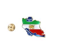 LIKGREAT Iran Map Lion and Sun Brooch Pin Persian Shir o Khorshid Lapel Pin Iranian Flag Map Brooch Persian Cultural Jewelry for Women Men (2-gold)