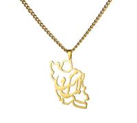 LIKGREAT Iran Map Necklace with Persian Calligraphy Stainless Steel Iranian Cultural Farsi Script Pendant Necklace Patriotic Peace Jewelry (1-gold)