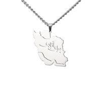 LIKGREAT Iran Map Necklace with Persian Calligraphy Stainless Steel Iranian Cultural Farsi Script Pendant Necklace Patriotic Peace Jewelry (2-sliver)