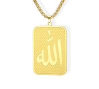 LIKGREAT Islamic Allah Pendant Necklace for Men and Women Gold-Plated Stainless Steel box chain Arabic Amulet Religious Jewelry (Gold)