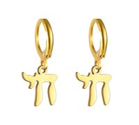 LIKGREAT Jewish Hebrew Chai Earrings Life Symbol Drop Earrings Religious Jewish Amulet Jewellery Israel Hanukkah, one size, Stainless Steel, No Gemstone