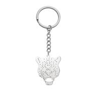 LIKGREAT Leopard Keychain Panther Big Cat Key Pendant Accessory Wild Animal Keyring for Men Women (sliver)