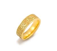 LIKGREAT Lotus Allah rings for Women Men Islam Ayatul Kursi Muslim ring Allah Religious Ring Jewelry (Gold, 17)
