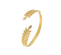 LIKGREAT Olive Leaf Bangle Bracelets Olive Branch Leaves Bracelet Bangle Peace Friendship Open Adjustable Bangles Stainless Steel Jewellery Gifts for Women Girls (Gold)