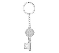 LIKGREAT Saint Benedict Key Keychain Catholic Exorcism Medal Keyring Religious Protection Amulet Stainless Steel Key Holder, Sliver, Medium