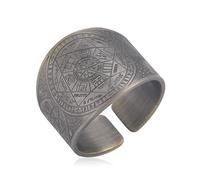 LIKGREAT Seals of Seven Archangels Ring Biblical 7 Saint Angels Prayer Talisman Amulet Rings Copper Open Ring Good Luck Protection Religious Jewellery Gifts for Men Women (Silver-19mm)