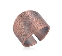 LIKGREAT Seals of Seven Archangels Ring Biblical 7 Saint Angels Prayer Talisman Amulet Rings Copper Open Ring Good Luck Protection Religious Jewellery Gifts for Men Women (Red-18mm)