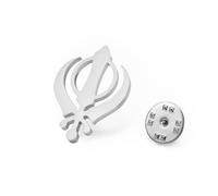 LIKGREAT Sikhism Khanda Sword Brooch Sikh Kara Symbol Stainless Steel Brooch Pin Indian Punjabi Rakhi Sikh Jewellery (Sliver)