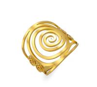LIKGREAT Spiral Open Ring for Women Stainless Steel Adjustable Rings Protection Amulet Jewelry for Family (Gold Tone)