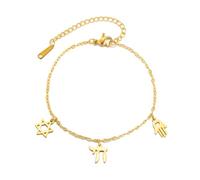 LIKGREAT Star of David and Hebrew Chai Bracelet ，Gold